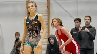 U17 M. Sõtseva (EST) vs E. Kulis (GER) 43kg. Youth girls freestyle wrestling.