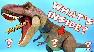 🦖 Whats Inside a T-Rex Dinosaur? Bonus DINO SLIME EGGS 🦕 Pretend Toy Play