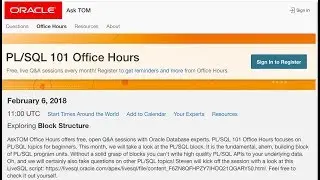 PL/SQL 101 Office Hours February 6 2018