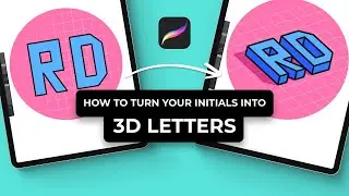 How To Turn Your Initials Into 3D Letters Using Procreates Isometric Guides #shorts