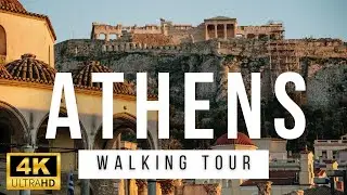 Athens, Greece Walking Tour - 4K - Sunny and warm winter in the Downtown