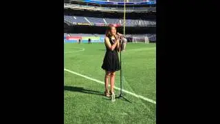 Karen Rodriguez, National Anthem Sound check at the Yankee Stadium