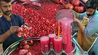 BEST Way to Open Pomegranate | How to Make Pomegranate Juice | Street Bloody Red Juice, Anar Sharbat