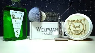 Life. Бритьё. Т станок Wolfman Razor WR2 1.25, косметика Myrsol Formula C, помазок Shavemac, Спутник