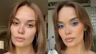 Makeup in Blue Tones Tutorial / Eyeliner above the Floating Crease