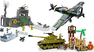 How to Build Amazing Lego WW2 Military Sets - Sluban D-Day, tank Sherman, Hawker Hurricane