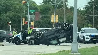 RAW: Madison police respond to overturned car near Odana and Whitney Way