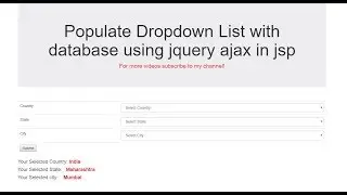 How to Populate Dropdown List with database using ajax jquery in jsp