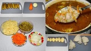 ПРОСТОЙ РЕЦЕПТ РАССОЛЬНИКА С СОЛЕНЫМИ ОГУРЦАМИ И РИСОМ, РЕЦЕПТ СУПА, КАК СВАРИТЬ РАССОЛЬНИК, СУП С Р