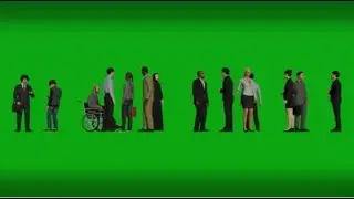 3D crowd on green screen background chroma key Isolated group of people for interior and