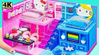 Build Simple Hello Kitty vs Frozen House in Hot and Cold Style From Cardboard ❄️ DIY Miniature House