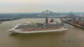 DJI Phantom 4 Carnival Cruise ship turns around in the middle of the Mississippi River