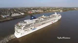 DJI Phantom 3 Professional chasing the Norwegian Dawn cruise ship departing the port of New Orleans