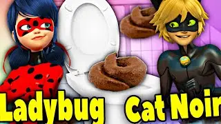 Miraculous Ladybug and Cat Noir POOP in the TOILET. Miraculous Pooping. Ladybug Poops. Ladybug Poop