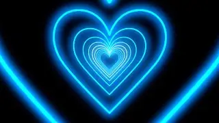 Heart Tunnel Background💙Sky Blue Neon Heart Background | Heart Loop Video | Wallpaper Heart [4Hours]