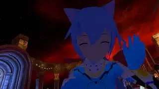 VRChat Moments - Cute neko waifu with blue hair: Virtual Reality