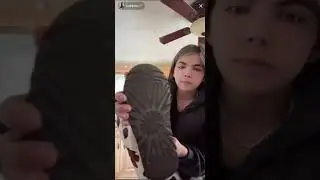 Young women shows shoes and then steps on you