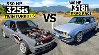 3 Series Bimmer Battle! Twin Turbo LS Drifter drag races 800hp Daily Driver