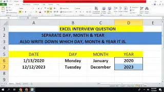 Excel interview question | separate day month year.