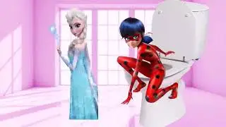 Miraculous Ladybug and Elsa Frozen 2 POOP in the TOILET! Miraculous Pooping. Elsa Frozen 2 Pooping