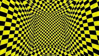 Trippy Psychedelic Yellow And Black 3D Checkerboard Distortion Room 4K DJ Visuals Loop Background