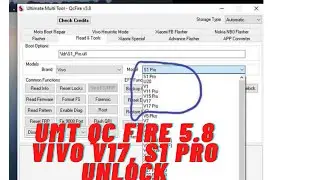 UMT Qc fire 5.8 vivo v17 s1 pro pattern unlock | qc fire v15pro v17pro u20 pin password unlock(2020)