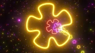 Trippy Neon Glow Retro 70s Flower Shapes Spin Electric Light Tunnel 4K Video Effects HD Background