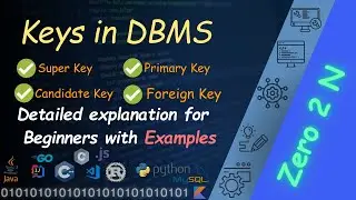 Keys in DBMS | Super Key | Candidate Key | Primary Key | Foreign Key | Types of keys in SQL | DBMS