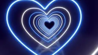 Blue and White Neon Lights Love Heart Tunnel and Romantic Abstract Glow Wallpaper 8 HOURS Background