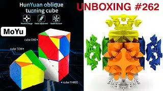 Unboxing №262 Moyu MeiLong Mixup Skewb  v1, v2, v3 | HunYuan Oblique Turning Cube