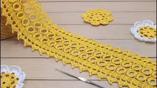 Ажурное ЛЕНТОЧНОЕ КРУЖЕВО вязание крючком мастер-класс Crochet Lace Braid Ribbon Tape Tutorial