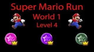 Super Mario Run 1-4 Bowser’s Castle Hangout Pink, Purple and Green Coins Walkthrough