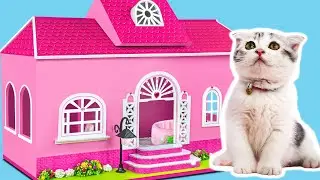 Build New Mini House for my Cute Kitten Cat from Cardboard ❤️ DIY Miniature Cardboard House #265