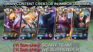 5 MAN CONTENT CREATOR IN IMMORTAL RANK GAME FT. GILDARK, MIYEON, LUX, BRIGS | MLBB