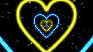 Heart Tunnel 💛💙  Neon Lights Love Tunnel Background Video Loop 💛💙