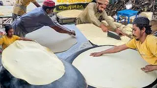 Pakistans Biggest Manda Roti | Street Roll & Samosa Patti - Rumali Roti Making! Street Food Karachi