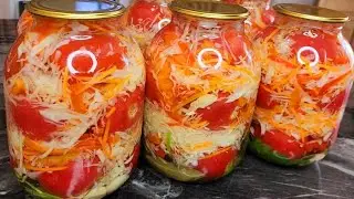 ПРОСТО ЗАЛИВАЮ КИПЯТКОМ. Закрываю по 50 банок! Невероятно вкусный рецепт с ПОМИДОРАМИ и с Капустой!