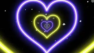 Heart Tunnel 💖Yellow Purple Heart | Neon Heart Background Video Loop - 4 Hour abstract background