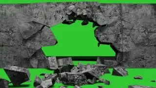 Green screen. wall destruction.wall.