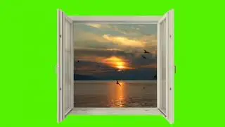 morning window green screen./window green screen chroma key/sunrise morning window green screen/