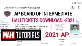 AP intermediate hallticket download 2021 || how to download ap Inter Halltickets 2021