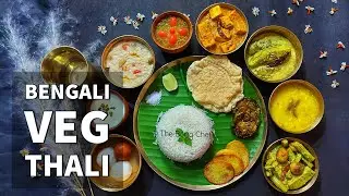 Bengali Veg Thali - Durga Puja Special Veg Thali - Bengali Niramish Thali Recipe - Bengali Thali