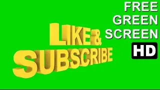 FREE HD Green Screen 3D LIKE & SUBSCRIBE in Yellow Block Letters