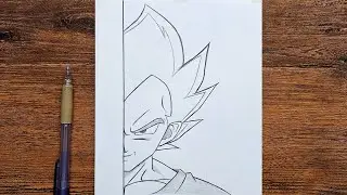 Easy anime half face drawing | How to draw Vegeta step by step | easy tutorial