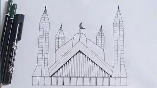 How to draw Faisal mosque for beginners | Faisal Masjid drawing | Faisal Masjid drawing tutorial