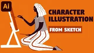 Character Illustration with noise texture in Adobe Illustrator | Speed Art (Drawing Process)