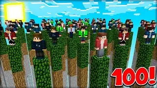 100 ПОДПИСЧИКОВ ИГРАЮТ В БИТВУ СТОЛБОВ в МАЙНКРАФТ 100% троллинг ловушка minecraft