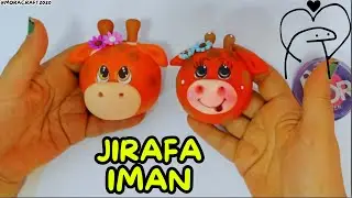 como hacer una jirafa en porcelana fría  fácil y rápida con poco material - IMAN para la nevera 🦒