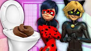 Miraculous Ladybug and Cat Noir POOP in the TOILET. Miraculous Pooping. Ladybug poops. Marinett Poop