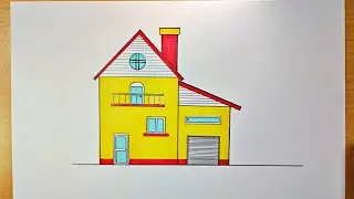 how to draw house step by step | house drawing | easy house drawing